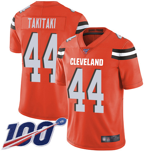 Cleveland Browns Sione Takitaki Men Orange Limited Jersey 44 NFL Football Alternate 100th Season Vapor Untouchable